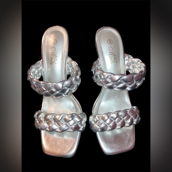 MATA Women’s braided two strap heels block sandals - Picture 6 of 13